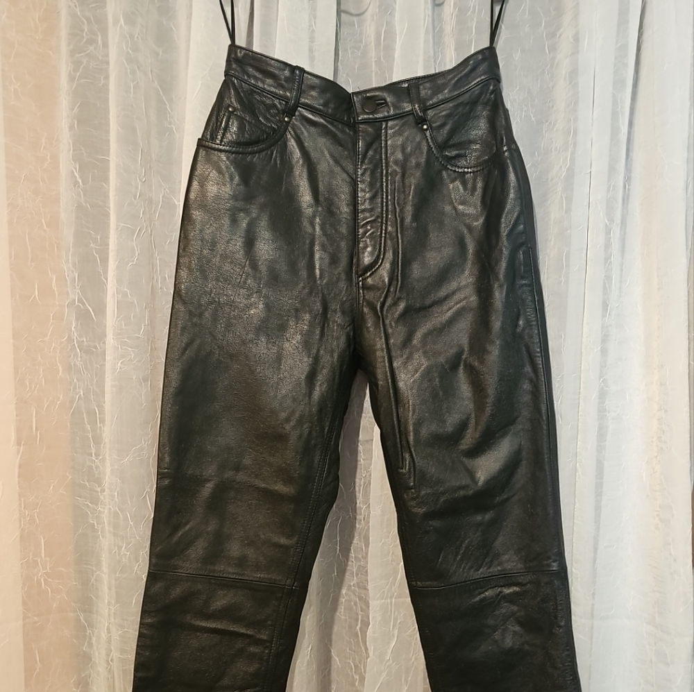 Wilson's Leather Womens biker pants sz 10 unhemmed vtg